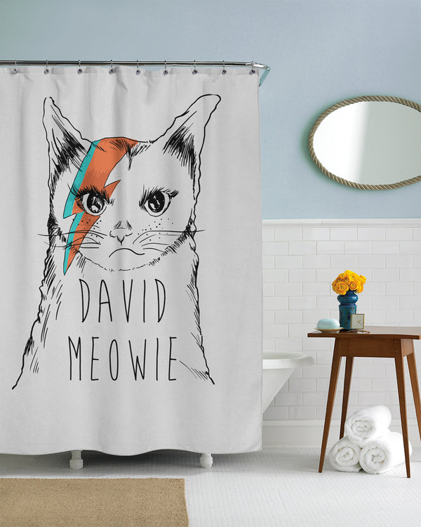 David Meowie Shower Curtain