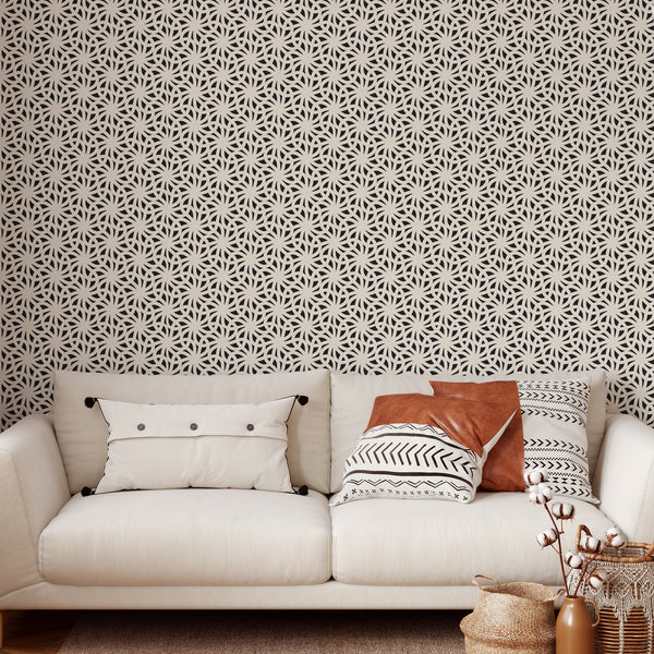 Black and White Pattern Removable Wallpaper, Pretty Star Wall Cling, Artistic , Modern Home Decor, Decorative Wall Mural Decal