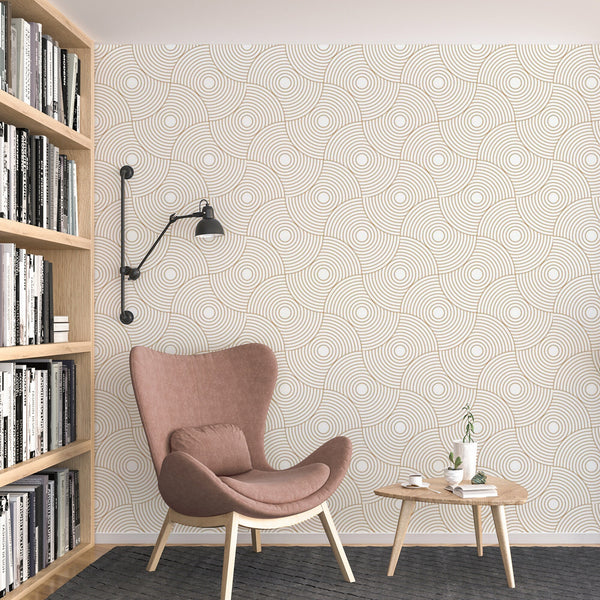 Circle Pattern Removable Wallpaper, Pretty Wavy Wall Cling, Abstract , Modern Home Decor, Cool Decorative Wall Mural Decal
