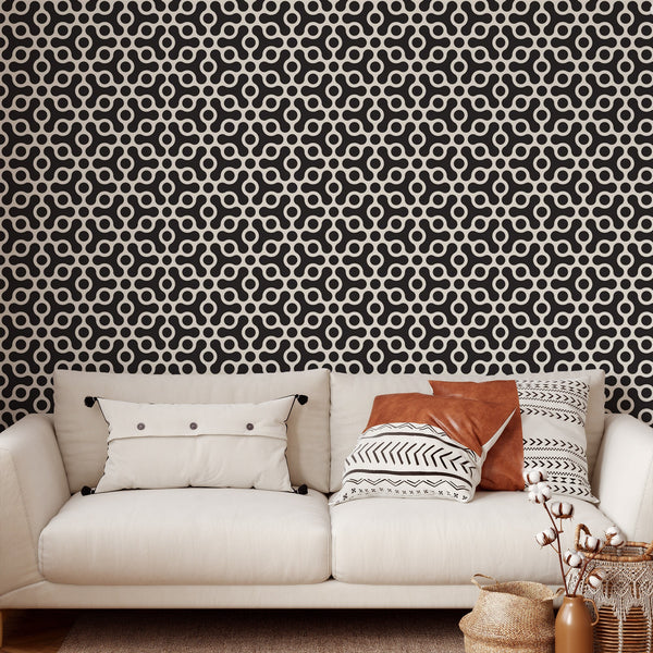 Black and White Pattern Removable Wallpaper, Funky Wall Cling, Artistic , Modern Home Decor, Decorative Wall Mural Decal