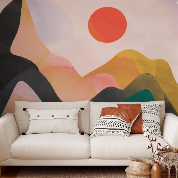 Sunset Mountain Removable Wallpaper