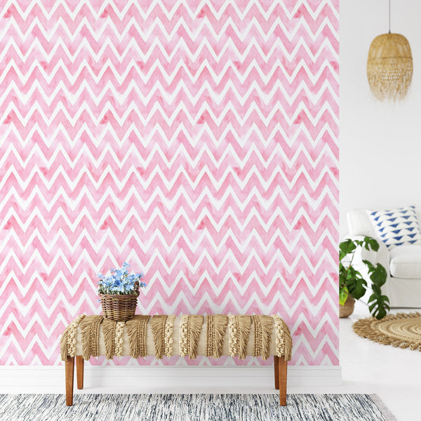 Pink Arrow Waves Peel & Stick Wallpaper