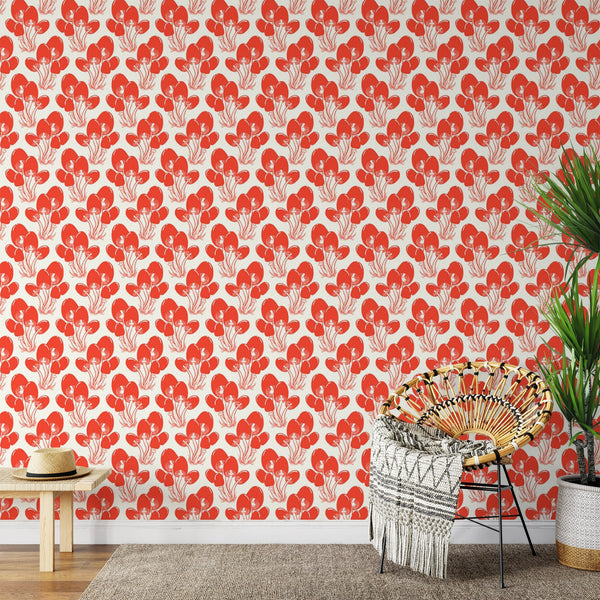 Red Mushroom Peel & Stick Wallpaper