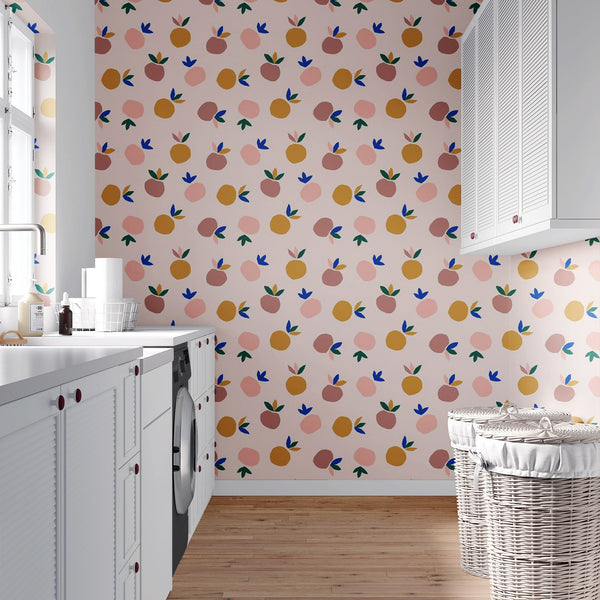 Fruits Pattern Removable Wallpaper, Colorful Pattern Wall Cling, Artistic , Modern Home Decor, Pretty Wall Mural Decal