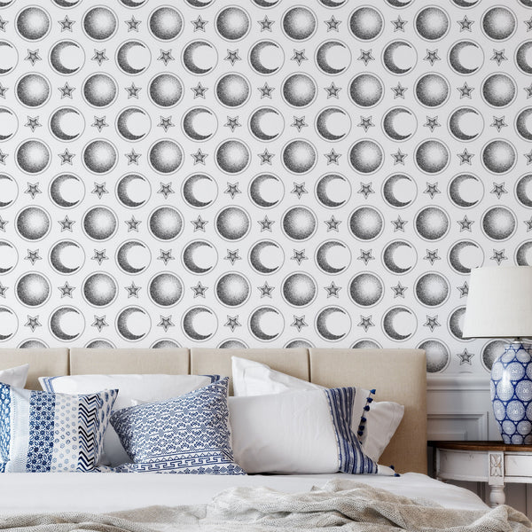 Moon Phase Peel & Stick Wallpaper