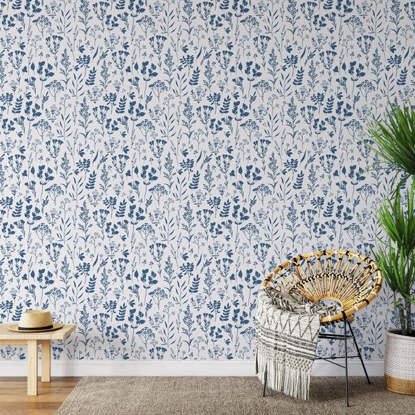 Blue Plants Peel & Stick Wallpaper