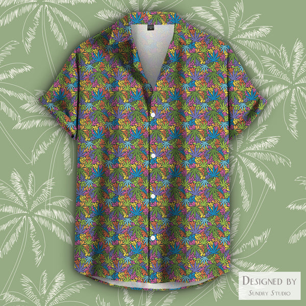 Colorful Weed Button Down Tee