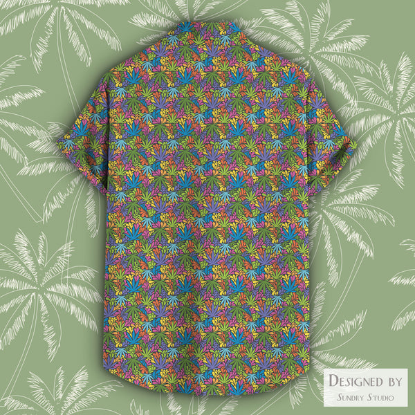 Colorful Weed Button Down Tee