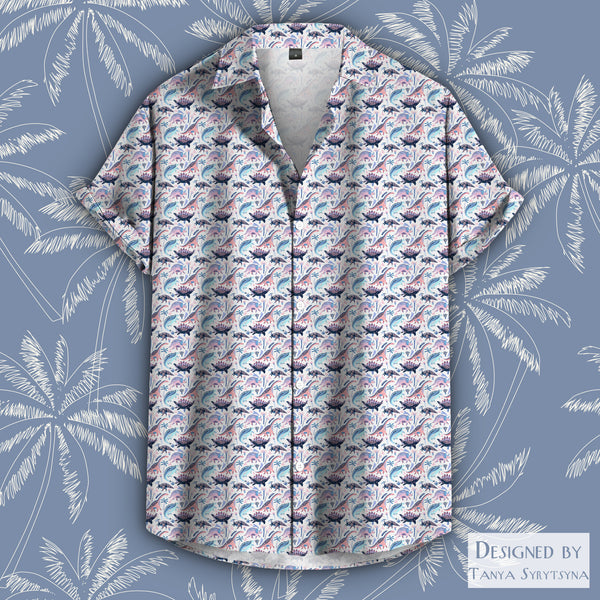 Colorful Dinosaurs Button Down Shirt
