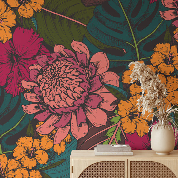 Dried Flowers Pattern Wallpaper