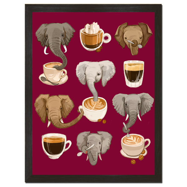 Elephants and Espresso Art Print
