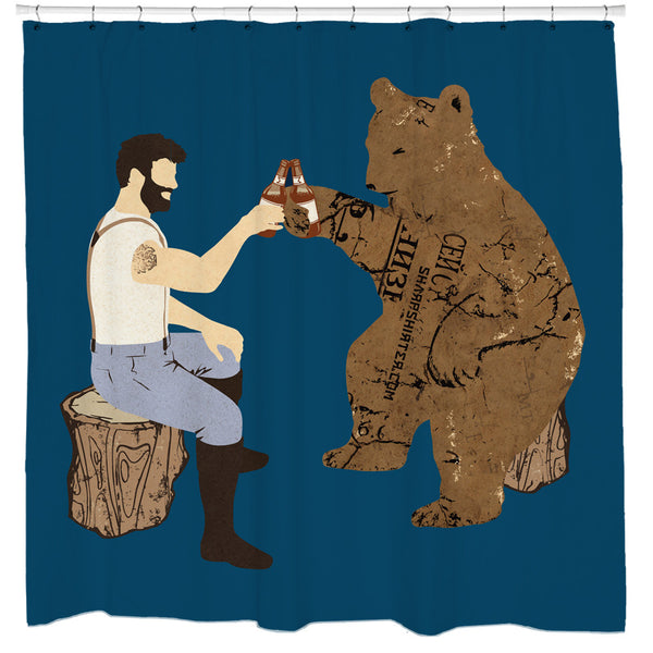 Having a Bear, Beer Shower Curtain