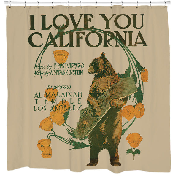 I Love You California, Bear Shower Curtain
