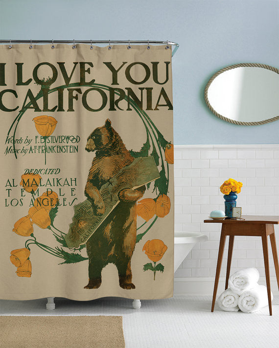 I Love You California, Bear Shower Curtain