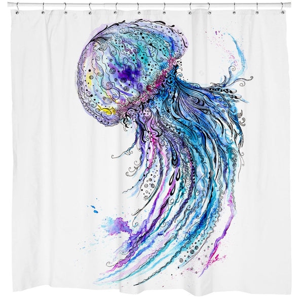 Watercolor Jellyfish Shower Curtain