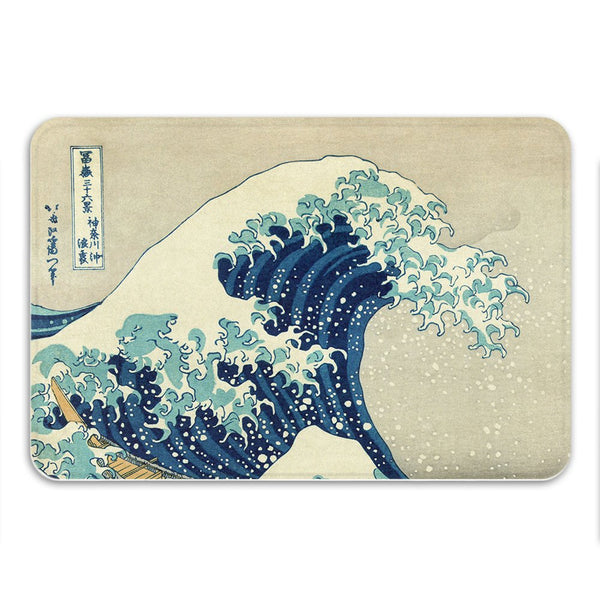 Great Wave Bath Mat, Nautical Home Decor, Japanese Art, Beach Theme Decor, Waves Mat, Unusual Gift, Anti Slip, Wave Rug, Memory Foam