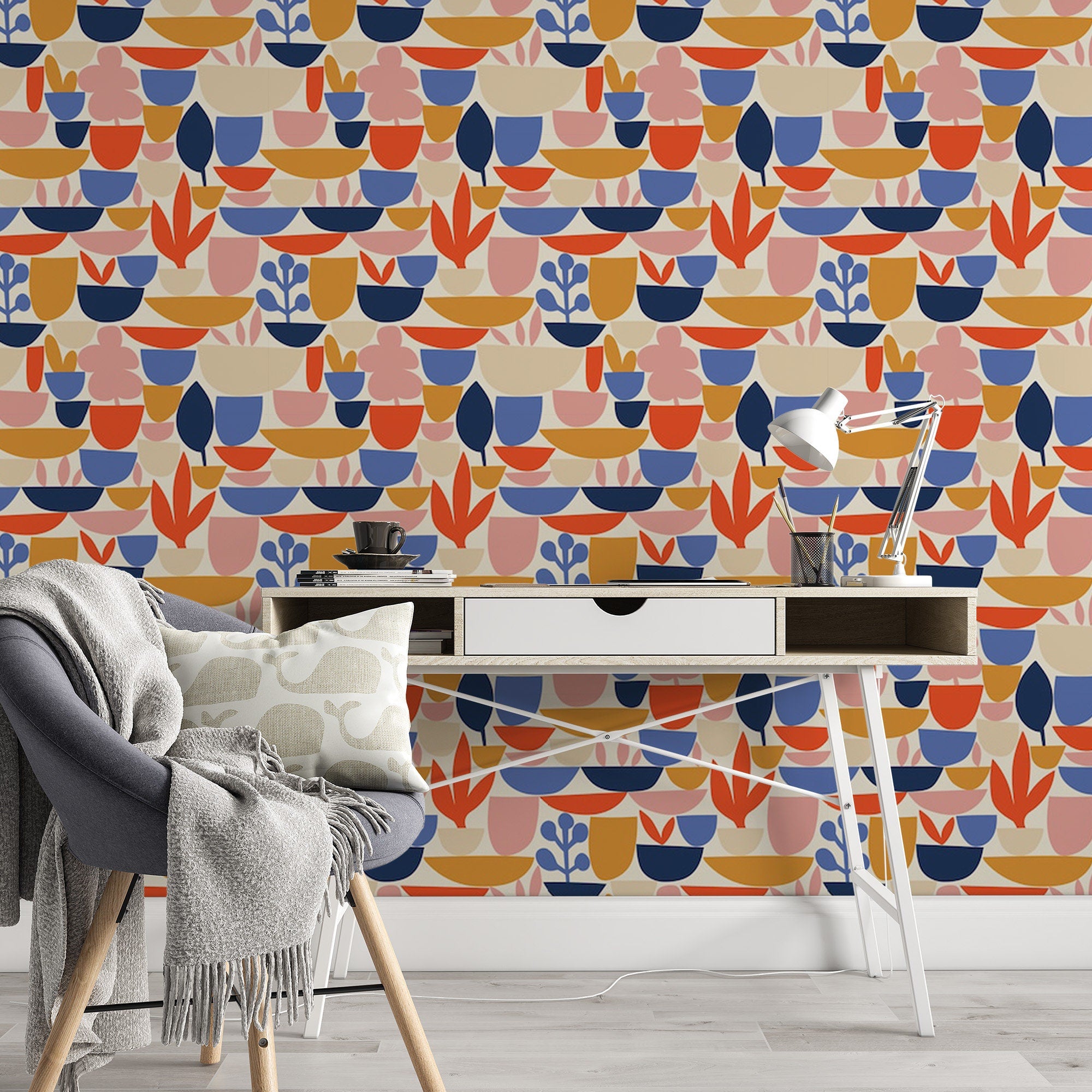 Buy Orange Floral Peel and Stick Wallpaper  70s Removable Online in India   Etsy