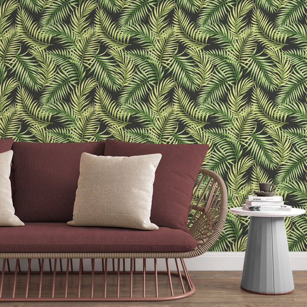 Jungle Leaves Removable Wallpaper, Botanical Pattern Wall Cling, Plant , Pretty Nature Wall Decal, Modern Bedroom Wall Decor
