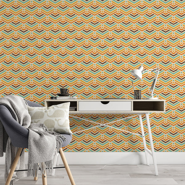 Retro Pattern Removable Wallpaper, Cool Funky Shapes Wall Cling, Colorful , Modern Home Decor, Decorative Wall Mural Decal