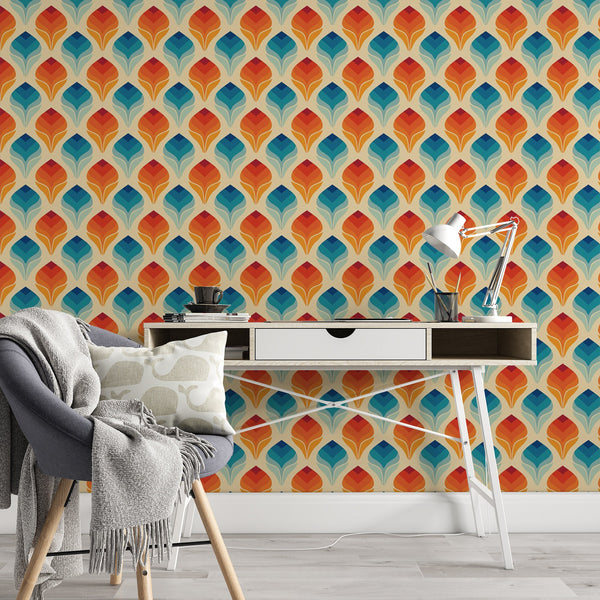 Retro Pattern Removable Wallpaper, Cool Funky Wall Cling, Decorative , Modern Home Decor, Pretty Vintage Wall Mural Decal