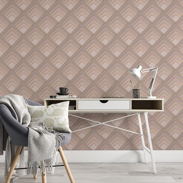 Diamond Pattern Removable Wallpaper, Beige Monochromatic Wall Cling, Geometric , Modern Art Deco Decor, Pretty Wall Decal
