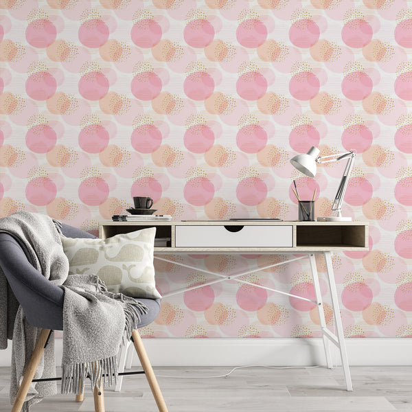 Pink Pattern Removable Wallpaper, Pretty Dots Wall Cling, Pastel , Modern Home Decor, Cool Decorative Wall Mural Decal