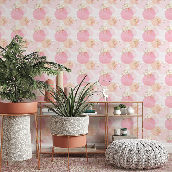Pink Pattern Removable Wallpaper, Pretty Dots Wall Cling, Pastel , Modern Home Decor, Cool Decorative Wall Mural Decal