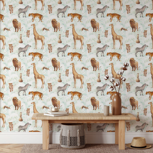 Animal Pattern Removable Wallpaper, Cool Self Adhesive Wall Cling, Jungle , Modern Home Decor, Decorative Wall Mural Decal