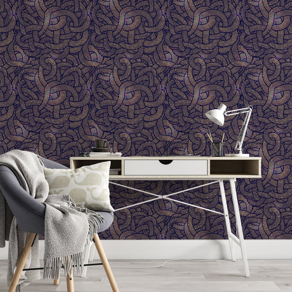 Knot Pattern Removable Wallpaper, Pretty Purple Wall Cling, Braid , Modern Home Decor, Cool Decorative Wall Mural Decal