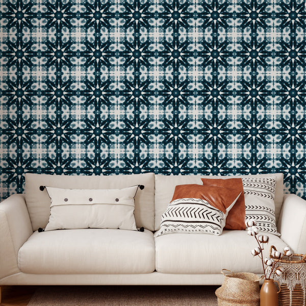 Blue Pattern Removable Wallpaper, Cool Abstract Wall Cling, Artistic , Modern Home Decor, Pretty Decorative Wall Mural Decal