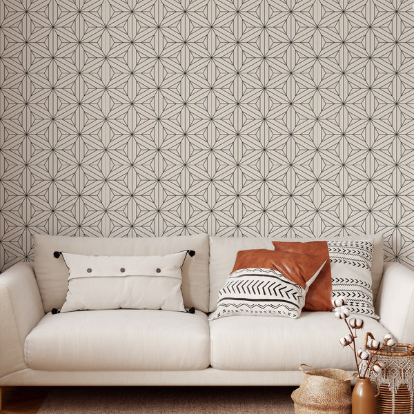 Black and White Line Pattern Wallpaper, Cool Self Adhesive Removable Wall Cling, Geometric , Decorative Wall Mural Decal