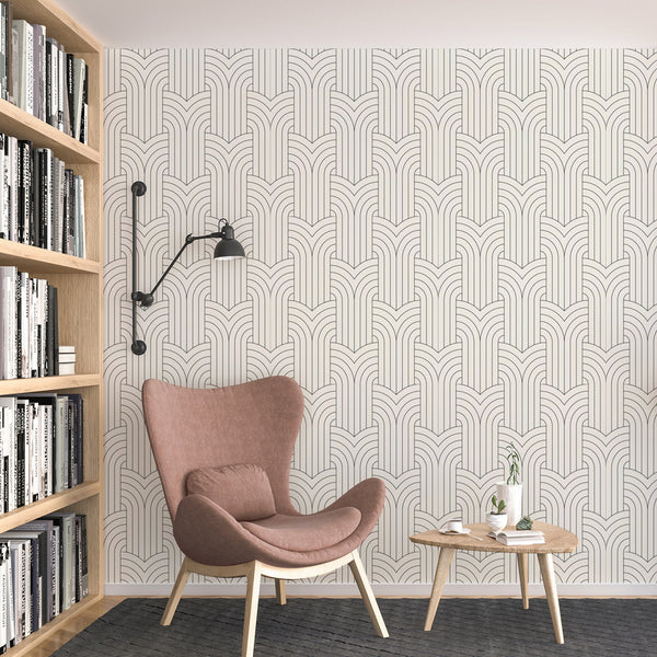 Line Pattern Removable Wallpaper, Cool Shapes Wall Cling, Artistic , Modern Art Deco Decor, Decorative Wall Mural Decal
