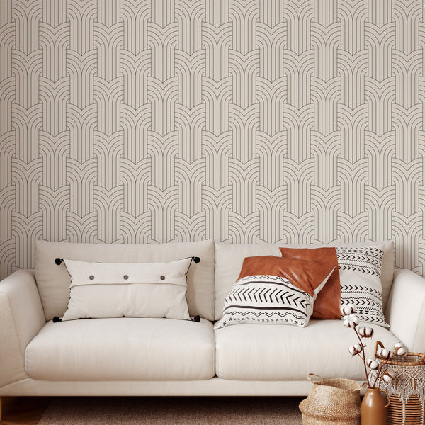 Line Pattern Removable Wallpaper, Cool Shapes Wall Cling, Artistic , Modern Art Deco Decor, Decorative Wall Mural Decal