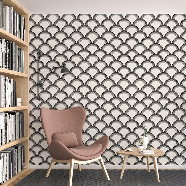 Arch Pattern Removable Wallpaper, Cool Shapes Wall Cling, Artistic , Modern Art Deco Decor, Decorative Wall Mural Decal