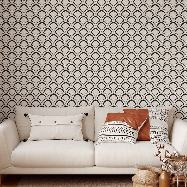 Art Deco Pattern Removable Wallpaper, Cool Shapes Wall Cling, Artistic , Modern Home Decor, Decorative Wall Mural Decal