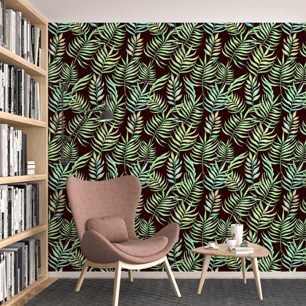 Tropical Leaves Pattern Removable Wallpaper, Cool Plant Wall Cling, Botanical , Modern Home Decor, Decorative Wall Mural Decal