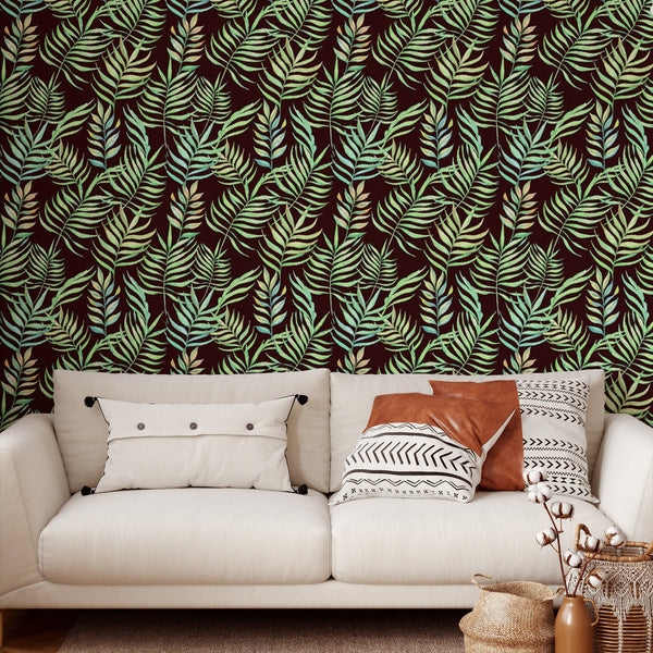 Tropical Leaves Pattern Removable Wallpaper, Cool Plant Wall Cling, Botanical , Modern Home Decor, Decorative Wall Mural Decal
