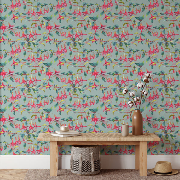 Tropical Flower Pattern Removable Wallpaper, Floral Wall Cling, Botanical , Modern Home Decor, Decorative Wall Mural Decal