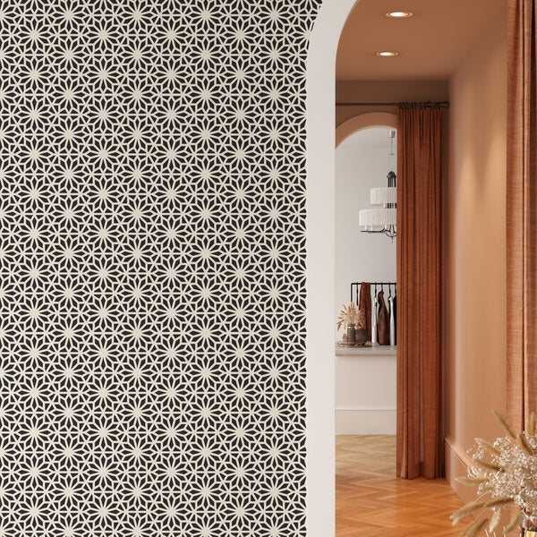 Black and White Pattern Removable Wallpaper, Pretty Geometric Wall Cling, Artistic , Cool Decorative Wall Mural Decal