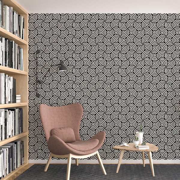 Black and White Pattern Removable Wallpaper, Cool Shapes Wall Cling, Artistic , Modern Home Decor, Decorative Wall Mural Decal