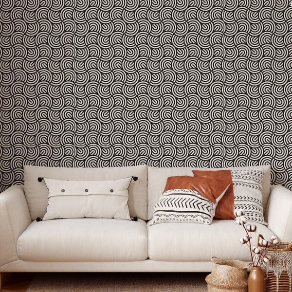 Black and White Pattern Removable Wallpaper, Cool Shapes Wall Cling, Artistic , Modern Home Decor, Decorative Wall Mural Decal