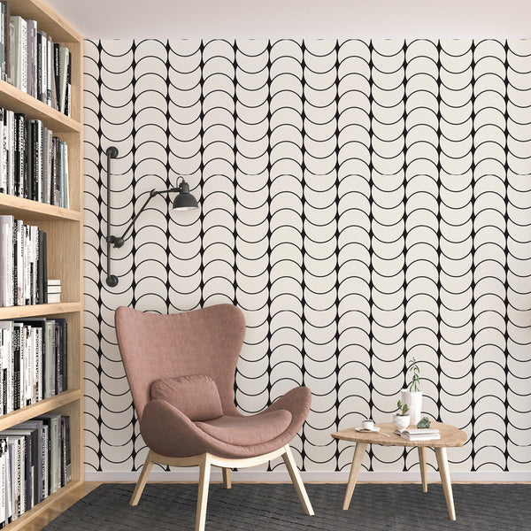 Black and White Pattern Removable Wallpaper, Cool Circle Wall Cling, Artistic , Modern Home Decor, Decorative Wall Mural Decal