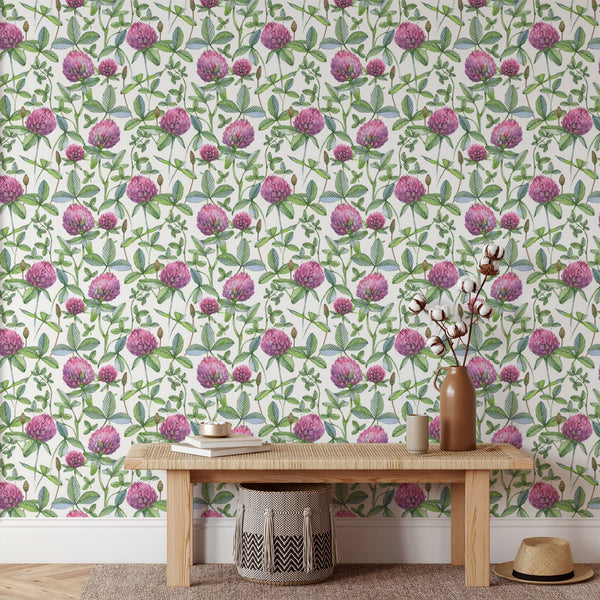 Honeysuckle Pattern Removable Wallpaper, Pretty Plant Wall Cling, Botanical , Modern Home Decor, Decorative Wall Mural Decal