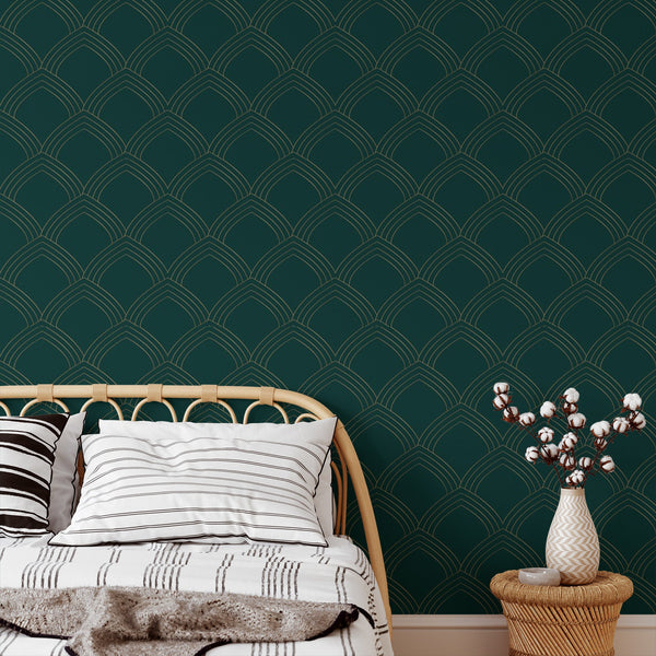 Art Deco Pattern Removable Wallpaper, Pretty Artistic Wall Cling, Geometric , Cool Room Decor, Decorative Wall Mural Decal