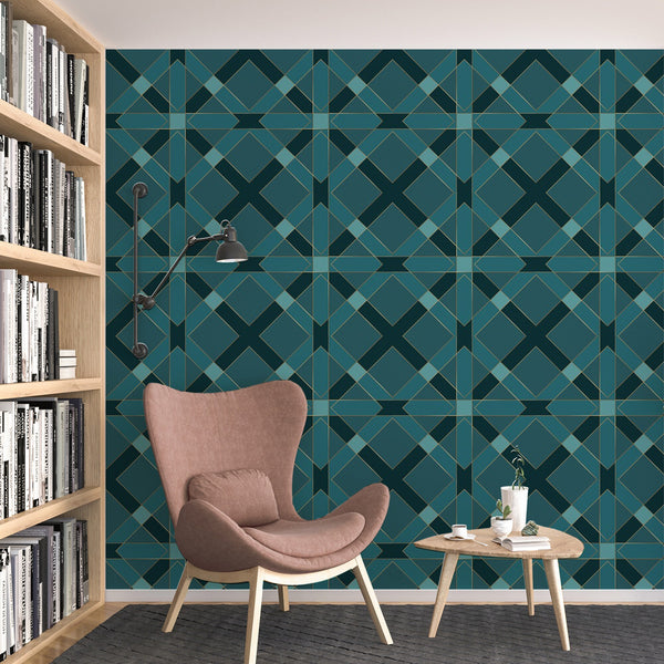 Art Deco Pattern Removable Wallpaper, Pretty Diamond Wall Cling, Geometric , Cool Room Decor, Decorative Wall Mural Decal