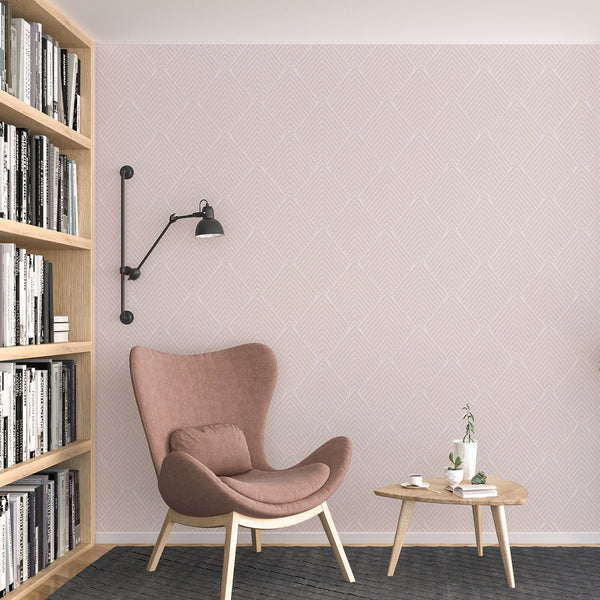 Pink Pattern Removable Wallpaper, Pretty Shapes Wall Cling, Geometric , Modern Home Decor, Cool Decorative Wall Mural Decal