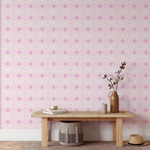Pink Diamond Pattern Wallpaper