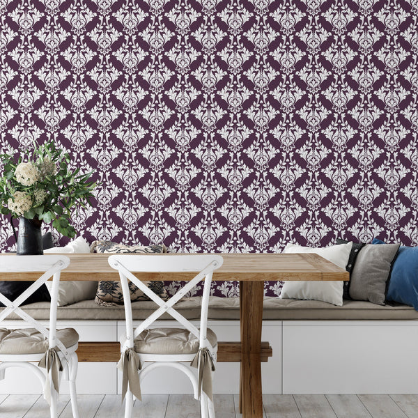 Violet Flower Pattern Peel & Stick Wallpaper