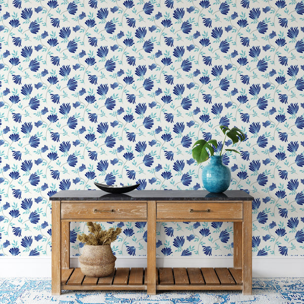 Blue Blooms Peel & Stick Wallpaper