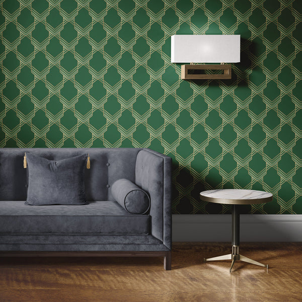 Green Decor Removable Wallpaper, Pretty Elegant Pattern Wall Cling, Artistic , Modern Home Decor, Funky Wall Mural Decal
